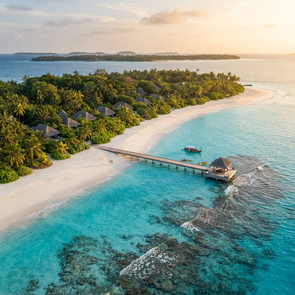 Praia paradisíaca de águas cristalinas